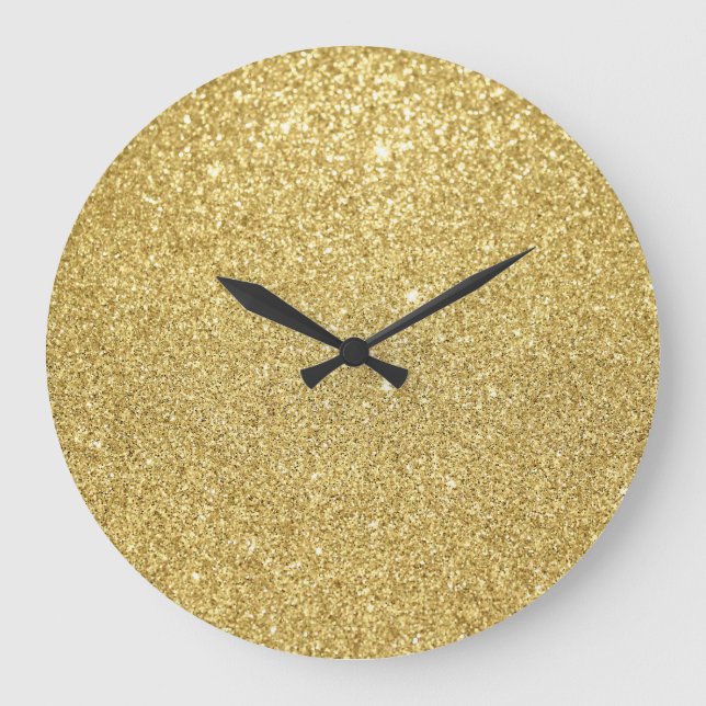 Grande Horloge Ronde Parties scintillant or, arrière - plan luxueux et  (Recto)