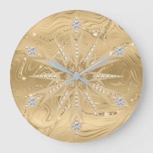 Grande Horloge Ronde Parties scintillant Or de luxe Snowflake Diamond