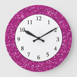 Grande Horloge Ronde Parties scintillant rose chaud élégant