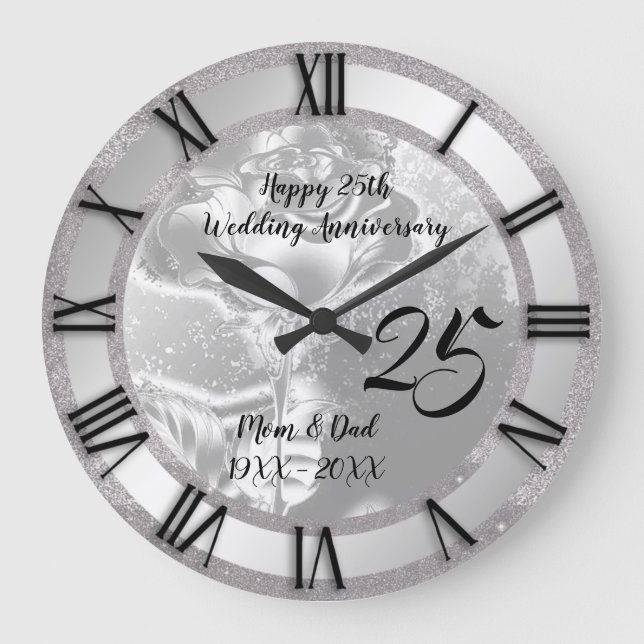 Grande Horloge Ronde Parties scintillant Rose de luxe 25e anniversaire  (Recto)