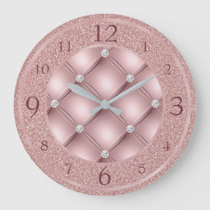 Grande Horloge Ronde Parties scintillant rose glamour et diamants