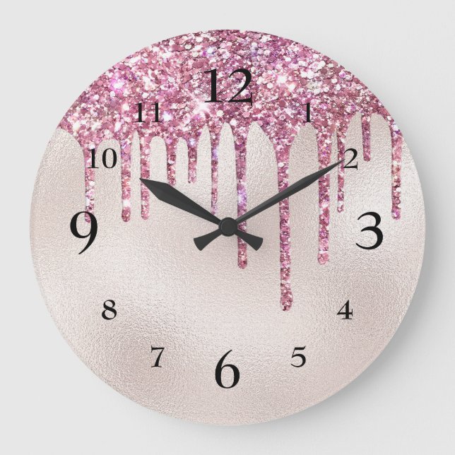 Grande Horloge Ronde Parties scintillant rose glamour sur perle de cham (Recto)