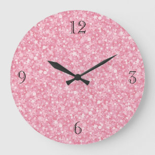 Grande Horloge Ronde Parties scintillant rose Gradient Argent.
