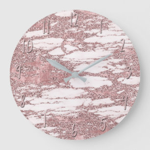 Grande Horloge Ronde Parties scintillant rose or rose brillant marbre b
