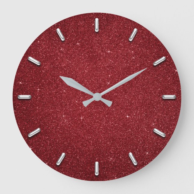 Grande Horloge Ronde Parties scintillant Rouge rubis Silver Grey Vin mé (Recto)