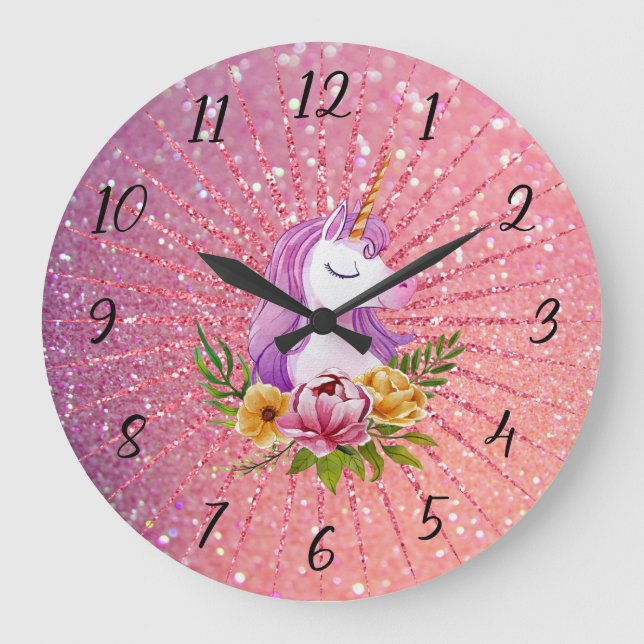 Grande Horloge Ronde Parties scintillant Unicorn (Recto)