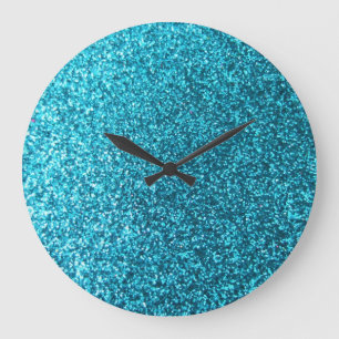 Grande Horloge Ronde Parties scintillantes bleues de Faux