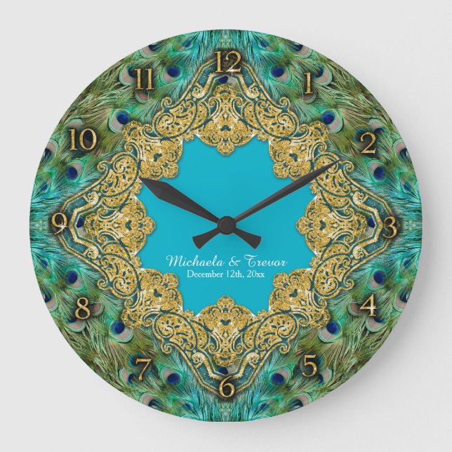 Grande Horloge Ronde Parties scintillantes vieux Hollywood Gatsby d'or (Recto)