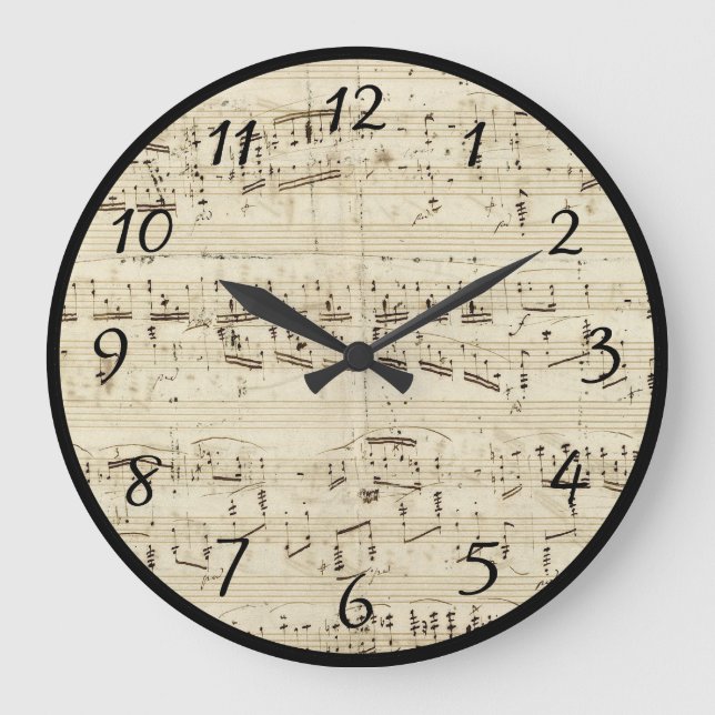 Grande Horloge Ronde Partition sur parchemin manuscrite en encre (Recto)