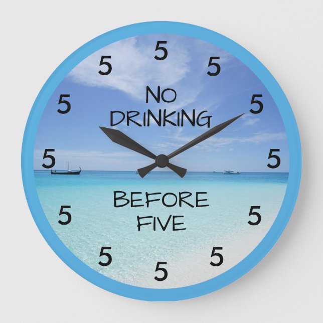 Grande Horloge Ronde Pas De Boisson Avant Cinq Plages Thème Nouveauté (Recto)