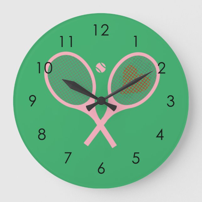 Grande Horloge Ronde Pastel Heart Tennis Lecteur Racquets Ball Girl (Recto)