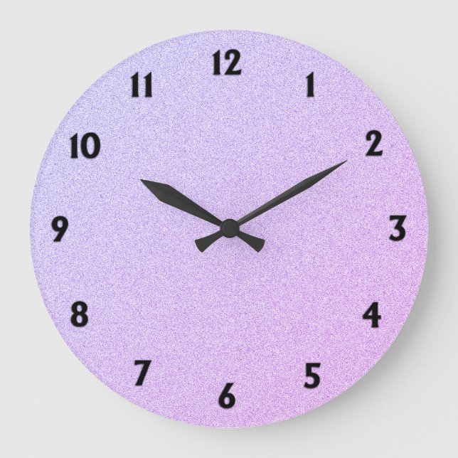 Grande Horloge Ronde Pastel Ombre Parties scintillant Numéros noirs (Recto)