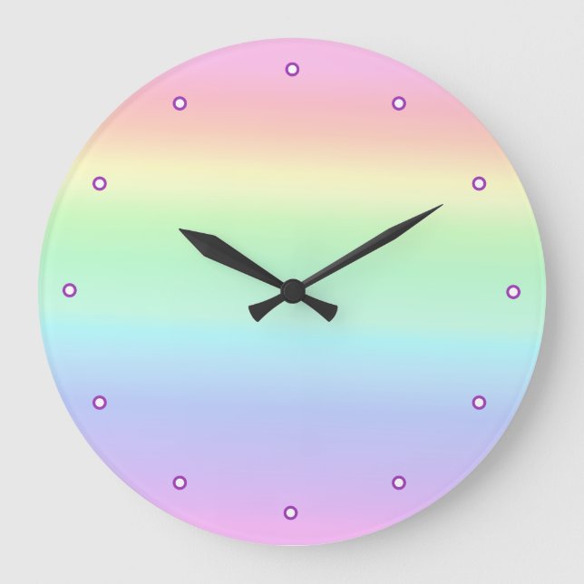Grande Horloge Ronde Pastel Ombre Rainbow (Recto)
