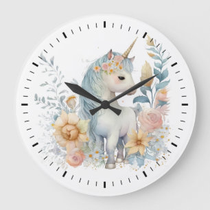 Grande Horloge Ronde Pastel Unicorn