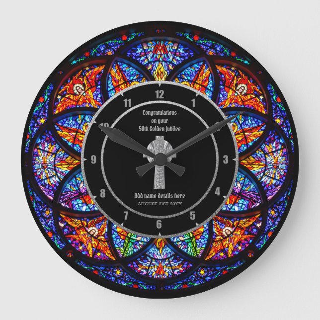 Grande Horloge Ronde Pasteur Priest Cabinet Anniversary Stained Glass (Recto)