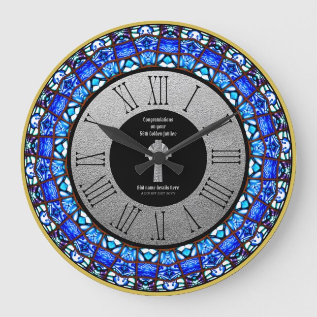 Grande Horloge Ronde Pasteur Priest Cabinet Anniversary Stained Glass (Recto)