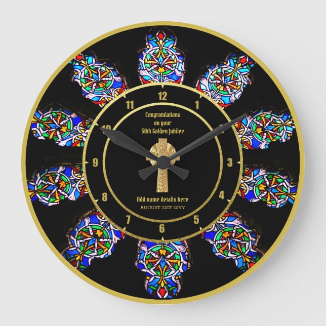 Grande Horloge Ronde Pasteur Priest Cabinet Anniversary Stained Glass (Recto)