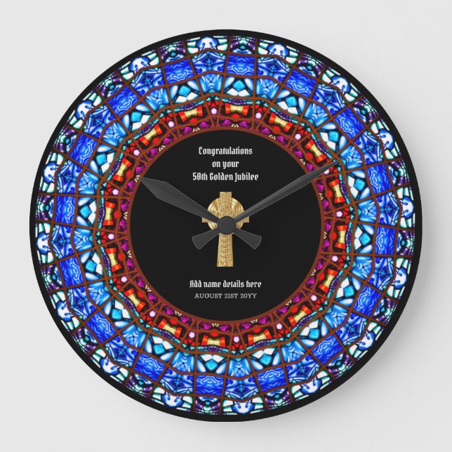 Grande Horloge Ronde Pasteur Priest Cabinet Anniversary Stained Glass (Recto)