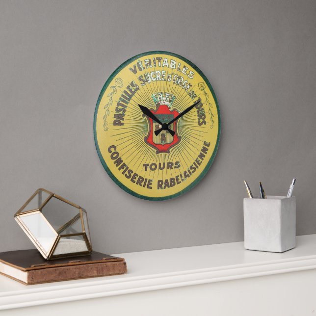 Grande Horloge Ronde Pastilles, Logo vintage Français. (Bureau)