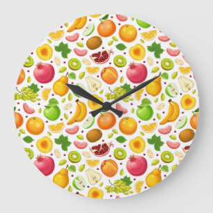 Grande Horloge Ronde Patch de fruits