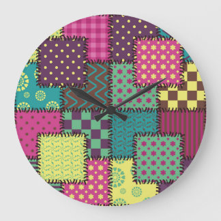 Grande Horloge Ronde Patchwork : Arrière - plan Motif divers