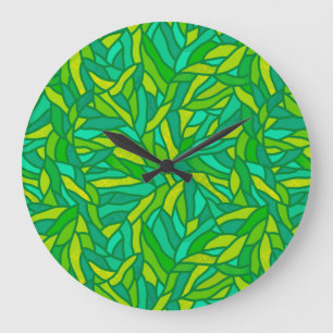 Grande Horloge Ronde Patchwork de Leaves