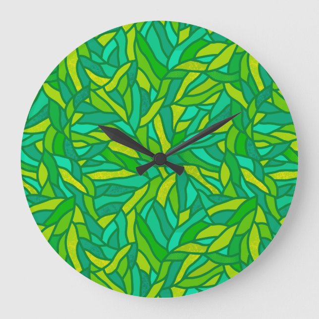 Grande Horloge Ronde Patchwork de Leaves (Recto)