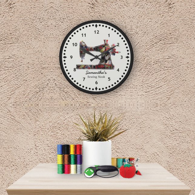 Grande Horloge Ronde Patchwork Quilt Sewing (Créateur téléchargé)