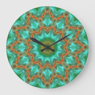 Grande Horloge Ronde Patina en cuivre Mandala 06308-1