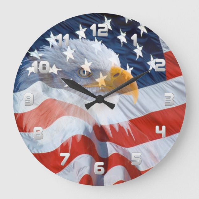 Grande Horloge Ronde Patriotic Bald Eagle and The American Flag (Recto)