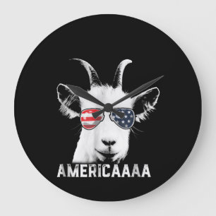 Grande Horloge Ronde Patriotic Goat Funny