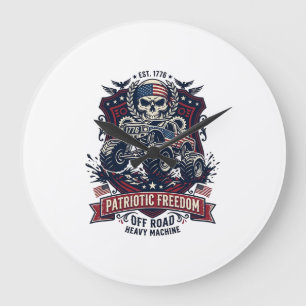 Grande Horloge Ronde Patriotique 1776 Hors Route Crâne Monster Truck Lo