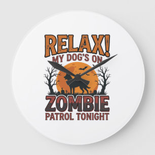 Grande Horloge Ronde Patrouille de chien zombie conception de chemise H