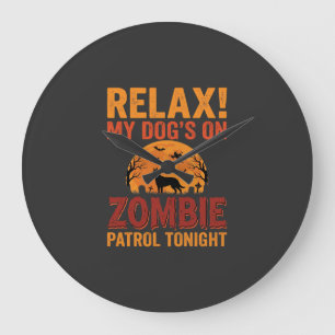 Grande Horloge Ronde Patrouille de Chien Zombie Halloween