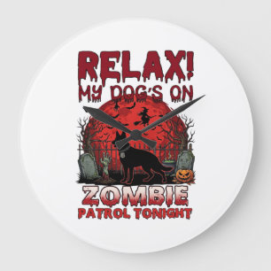 Grande Horloge Ronde Patrouille de zombies détendus ce soir Chien Hallo