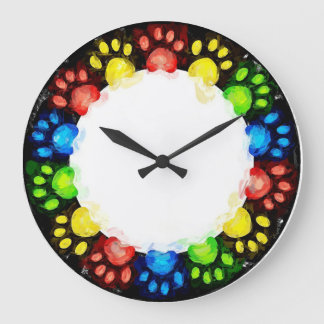 Grande Horloge Ronde Patrouilles de chat arc-en-ciel