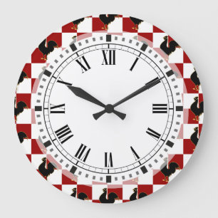 Grande Horloge Ronde Pattern rouge et noir