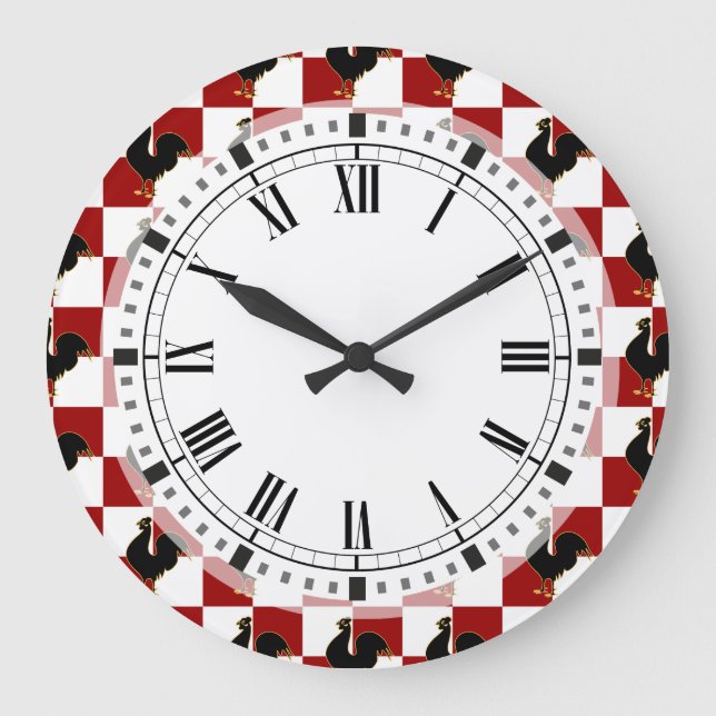 Grande Horloge Ronde Pattern rouge et noir (Recto)