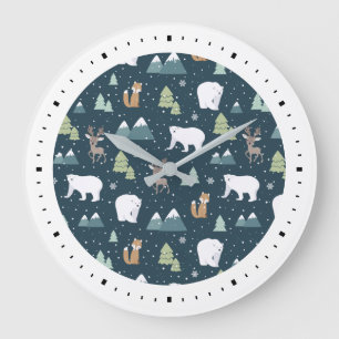 Grande Horloge Ronde Patterns de Cute Christma