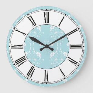 Grande Horloge Ronde Patters bleus et blancs