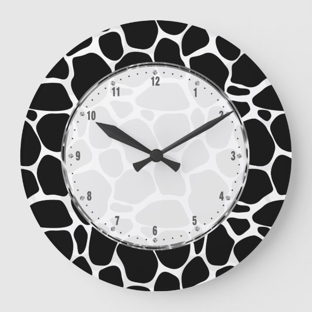 Grande Horloge Ronde Patters de Black And White Leopard (Recto)