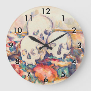 Grande Horloge Ronde Paul Cezanne - Aquarelle à trois crânes