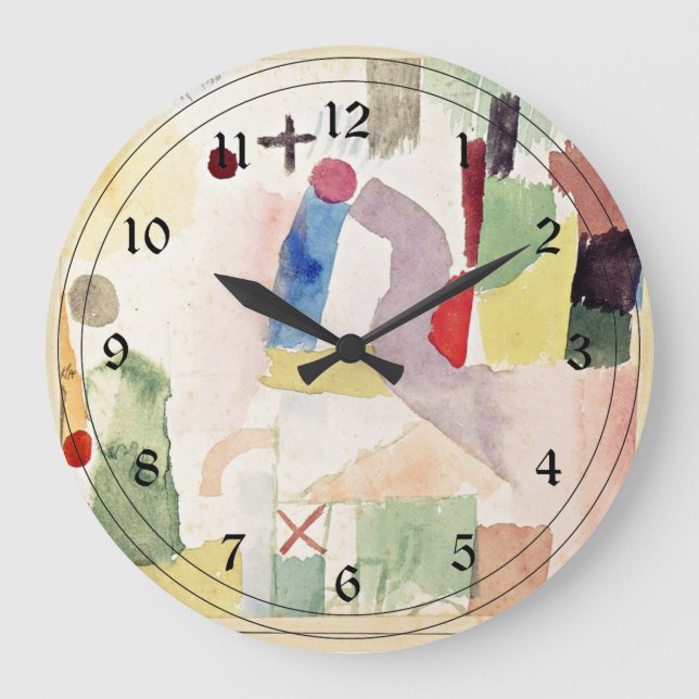 Grande Horloge Ronde Paul Klee art : Aquarelle pathétique, Rouge (Recto)
