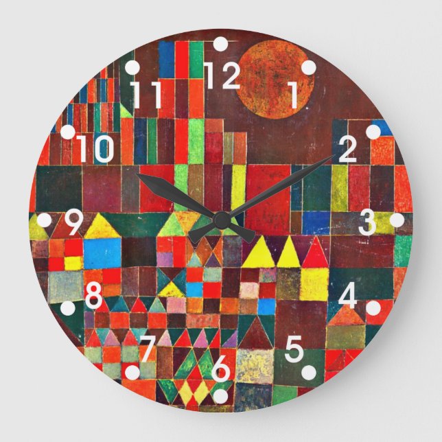 Grande Horloge Ronde Paul Klee art : Château et Soleil, peinture Klee (Recto)