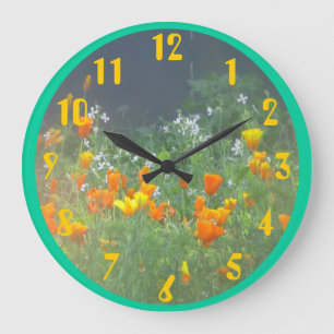 Grande Horloge Ronde Pavots de Californie