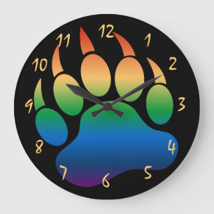 Grande Horloge Ronde Paw à oreilles pour les ours gays Cool