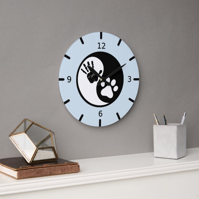 Grande Horloge Ronde Paw Hand Yin Yang (Bureau)