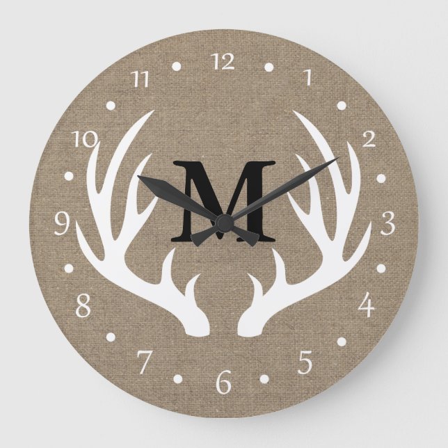 Grande Horloge Ronde Pays Russe Antlers De Cerfs Blancs (Recto)