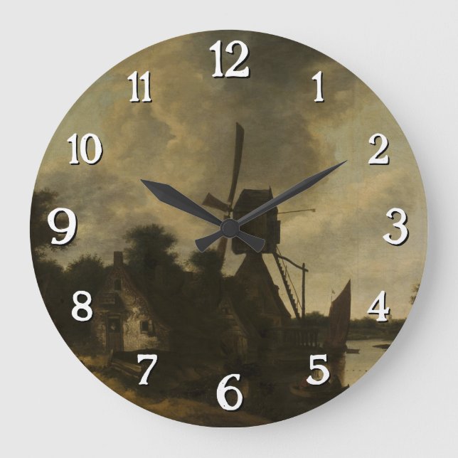 Grande Horloge Ronde Paysage avec moulin à vent - Salomon Rombouts (Recto)