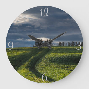 Grande Horloge Ronde Paysage de Prairie